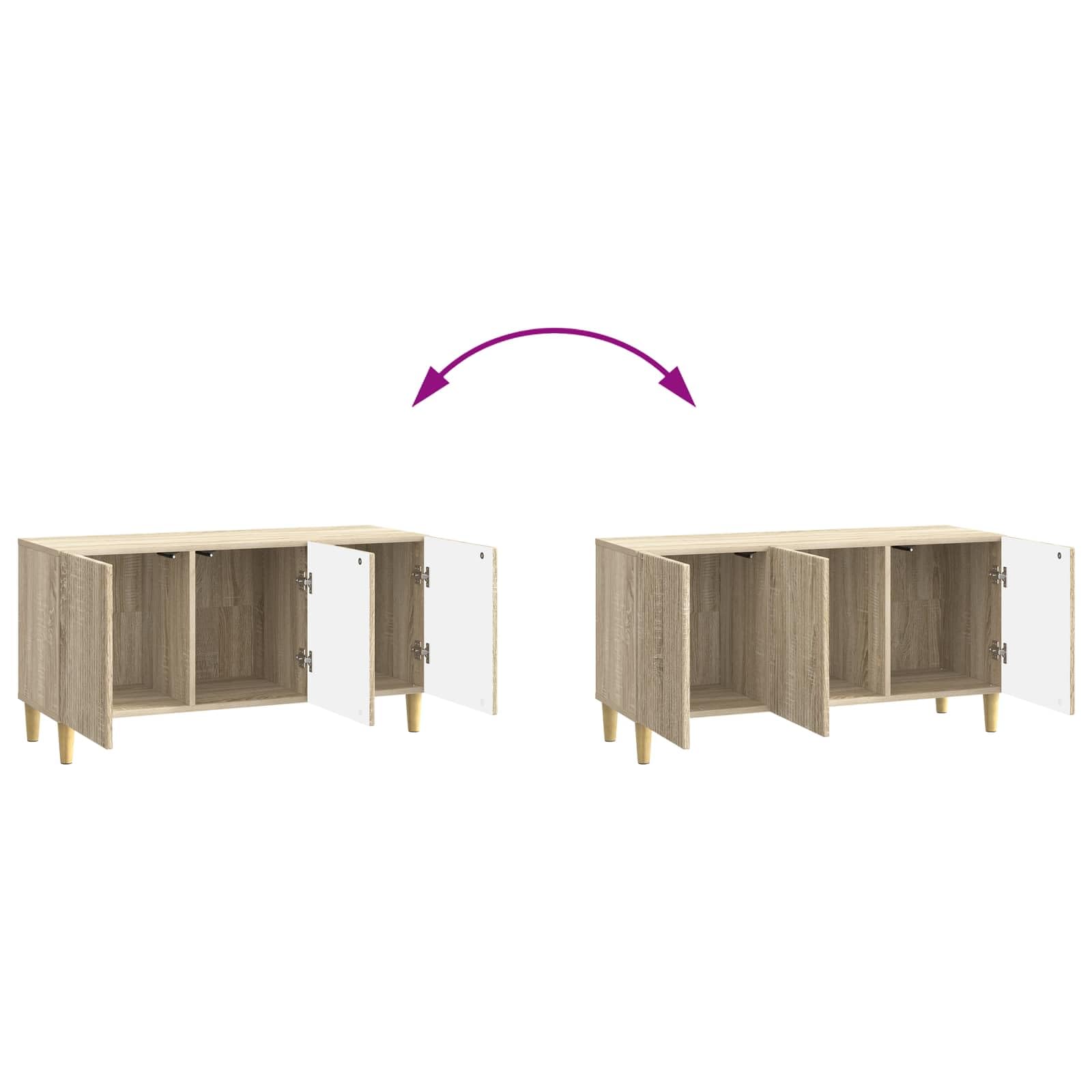 Mobile TV in rovere Sonoma, 99 x 34,5 x 50 cm, con vano portaoggetti e gambe coniche, versatile tavolino basso per soggiorno, console multimediale, rack HiFi, credenza