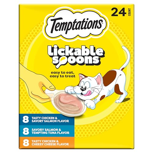 Temptations Lickable Spoons Adult Wet Cat Treat, 24 Spoons, Variety Pack