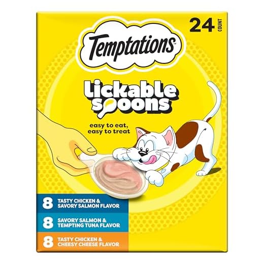 Temptations Lickable Spoons, Soft Lickable Cat Treats, Adult Wet Cat Treats, Variety Pack, 24 Spoons