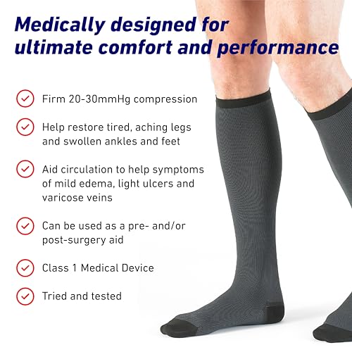 Image of Neo G Men's Compression Socks - True Graduated Compression - Class 1 Medical Device - Grey