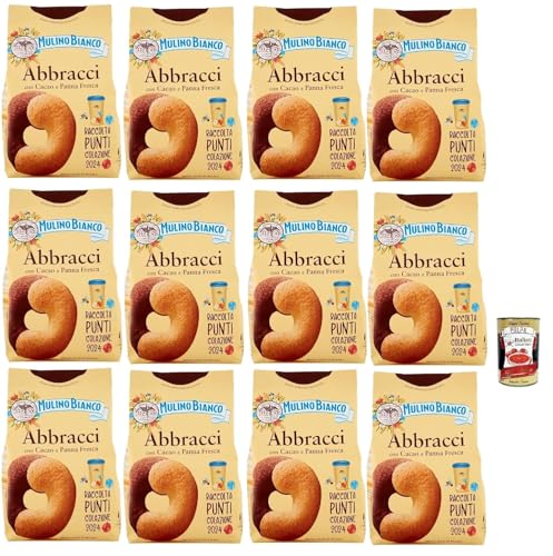 Italian Gourmet 12 x 350 g Biscuits italiens Abbracci Cacao & Crème – Pâtisserie brisée pour petit déjeuner et collation, pack familial, compagnon de café, original d'Italie + Italian Gourmet Polpa