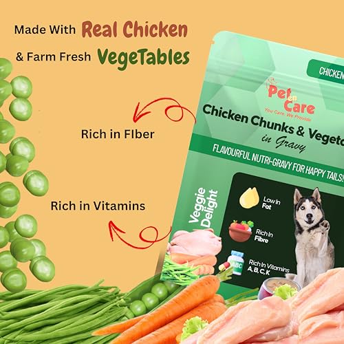 Image of Wet Dog Food, Chicken Chunks & Vegetable in Gravy, Pack of 12 (12 X 100g) | Wet Food for Dogs and Puppy | Healthy Snacks for All Breed