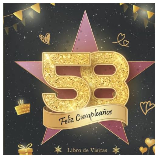 Libro de Visitas 58 Cumpleaños: Felicitaciones y fotos de los invitados | fiesta cumpleaños 58 años | para hombres y mujeres | Hollywod el paseo de la fama