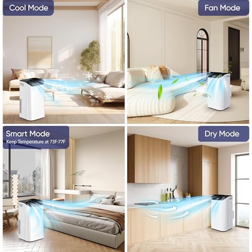 Image of 14000 BTU Portable Air Conditioners, Cools Up to 700 Sq.Ft, Free standing AC Unit, Cooling, Dehumidifier, Fan, Sleep Mode, Remote Control & Installation Kit, White