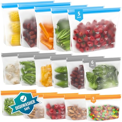 Dishwasher Safe Reusable Storage Bags Stand Up - BPA Free
