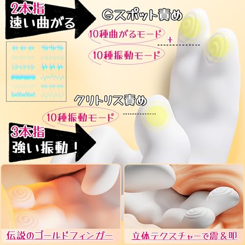 バイブ 女性用 中イキ 強力内外W攻撃 Gスポット クリトリス 潮吹き 大人のおもちゃ【10種高速連打曲がる動き×10種激振×45°リアルな指技×42℃加熱×G点開発&クリ責め×3D立体テクスチャ】パワフル 指型 あだるとグッズ 柔らかいシリコン 外イキ ローター USB充電 生活防水 静音 電マ 電動バイフレーター アダルトグッズ - 画像2