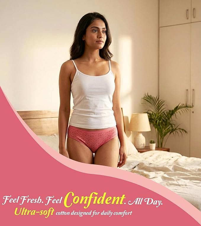 519HWzqnZhL LOURYN KOULYN® Women Cotton Panty Pack of 6 | Ladies Innerwear Full Coverage Brief | Soft Breathable Printed Underwear