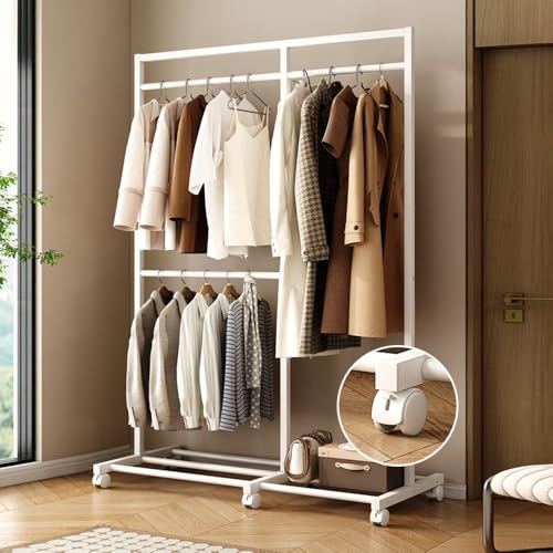 Porte-manteau cintre sur pied double couche pour vêtements