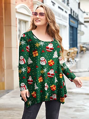 Larace Christmas Tops For Women Plus Size Tunic For Leggings Long Sleeve Tee Shirts Irregular Casual Blouses(1X, Flower45) #TOP1