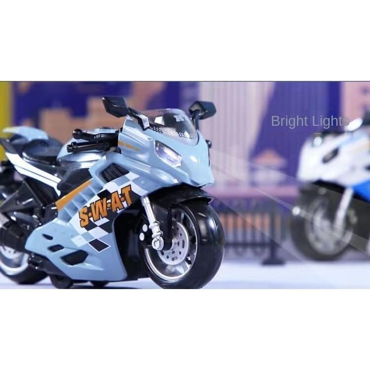 Image of Police Motorcycle Toy - Pull Back Motorcycle Toys, Tiny Gift with Music Lighting, Latte Motorcycles Toy for Kids Boys Age 3-8 Year Old (Sports Motorcycle Bike-Multicolor)