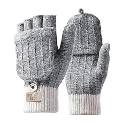 flintronic 1 Pares Guantes sin Dedos Mujerese Homb...: 【Material de alta calidad】Nuestros guantes con solapa están hechos de 80 % lana de alpaca y 20 % poliéster con una artesanía exquisita. El forro suave puede envolver tus manos cómodamente y brindar una excelente calidez para mantenerte abrigado en cl...