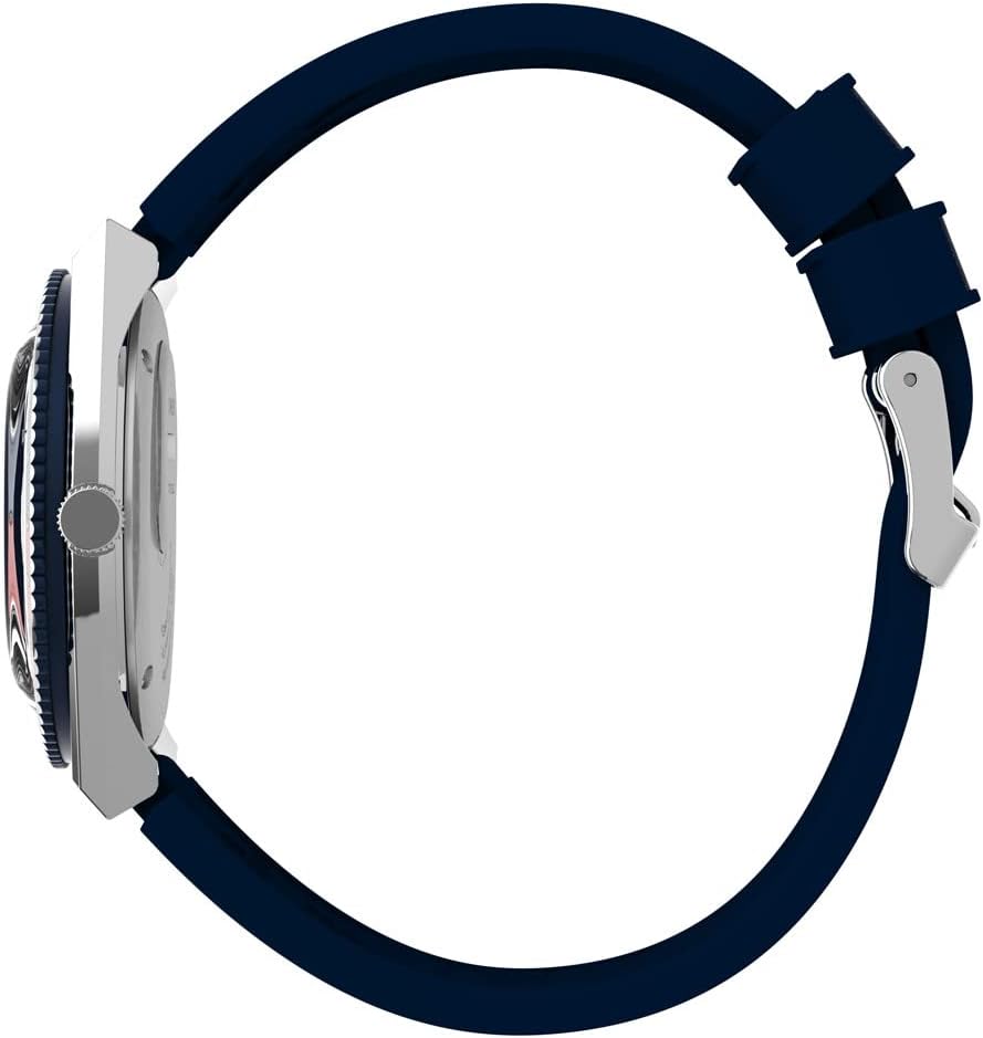 Timex Men's Q 38mm Watch - Blue Dial Stainless Steel Case Blue Rubber Strap