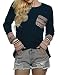 POGTMM Womens Long Sleeve Geometric Printed T-Shirt Blouse Tops (XL, Navy Blue)