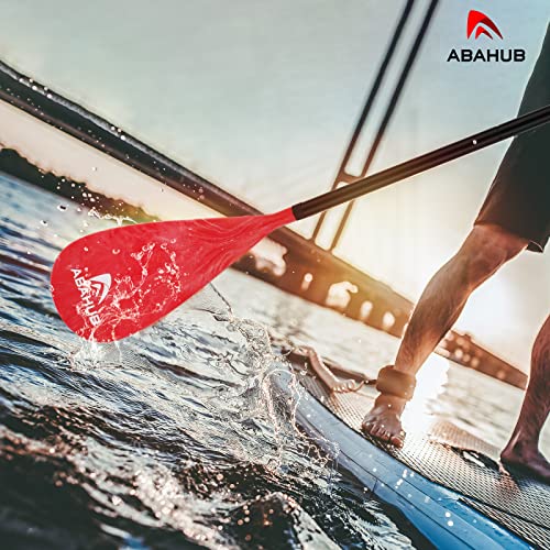 Abahub Stand Up Paddles - 3 Piece Adjustable Stand Up Paddle - Lightweight Oar For Paddleboard, Adjustable Aluminum Alloy Pu Coated Shaft 68" - 84", Red Plastic Nylon Blade #TOP5