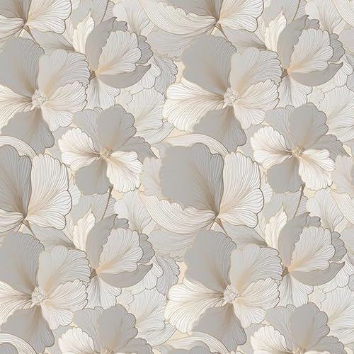 Image of VKR Grey Floral Peel and Stick Wallpaper, Self Adhesive Waterproof PVC Wall Sticker for Home, Living Room, Bedroom and Office (45 x 300 cm)