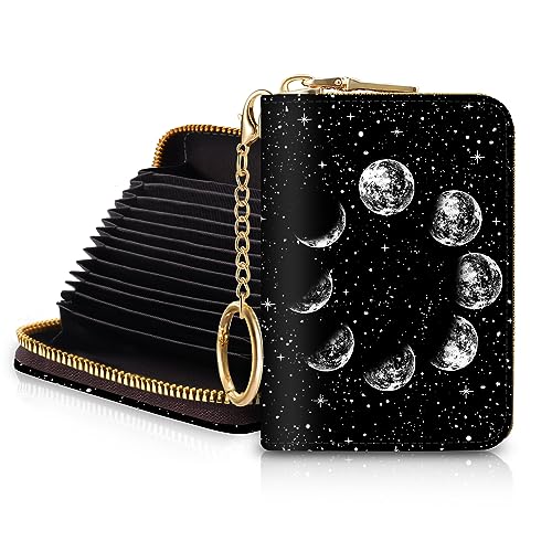 Blusabaca RFID Credit Card Holder Wallets for Women, Moon Phase