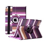 TCD - Apple iPad Air 2, 2nd Generation Rotating Multi Colored Striped Leather Kickstand Case Cover -