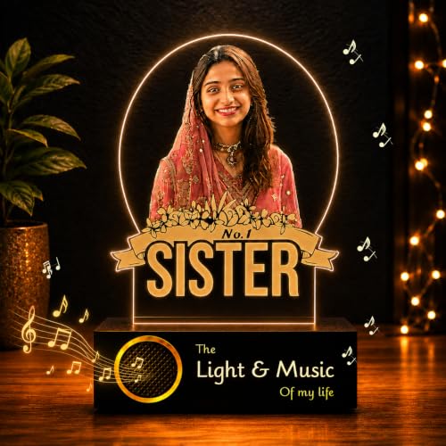 Image of ZOCI VOCI Rakshabandhan Gift for Sister - Premium Personalized HD Photo Lamp with Bluetooth Speaker, Customized Photo Memory Gift for No.1 Sister, Birthday & Rakhi Gift from Brother