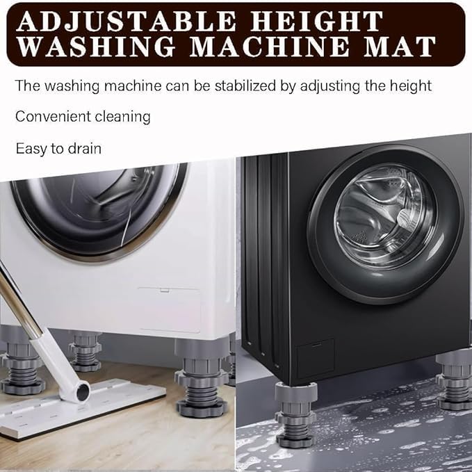 Image of Height Adjustable Anti Vibration Pads, Noise Cancelling Shock Absorber Furniture Risers, Anti-Skid Floor Protection Pads for Washing Machine, Dryers, Refrigerator (Pack of 4)