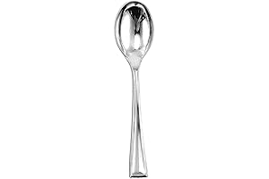 Kaya Silver Shiny Metallic Plastic Mini Disposable Tasting Spoons (24 Count)