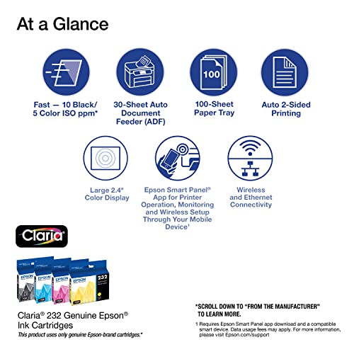 Image of Epson Workforce WF-2950 Wireless All-in-One Printer with Scan, Copy, Fax, Auto Document Feeder, Automatic 2-Sided Printing and 2.4 inch Color Display