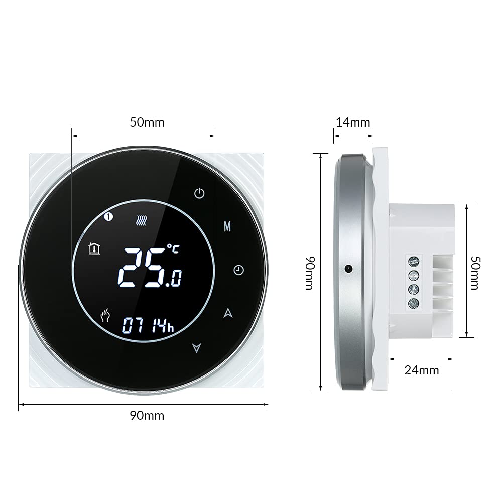 Termostato Wi-Fi para caldera de gas, termostato digital, programable, pantalla LCD táctil con retroiluminación y función de control de voz, cronotermostato BHT-6000-GC