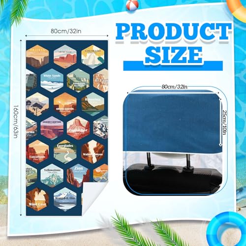 Image of 2 Pack Car Seat Towel Cover with Storage Bag, Multi National Parks 1 | 63 x 32 in Car Towel Seat Cover Non Slip Waterproof, Gym Workout Swimming Running, Machine Washable Sweat Absorbent Protector