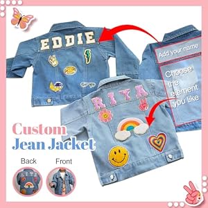 Personalized Kids Denim Jacket with Names Custom Name Jeans Jacket Long Sleeve Jean Jacket SpringFall Jackets Outerwear Jacket Easter Christmas Birthday Gifts for Toddlers Girls Boys 1 8