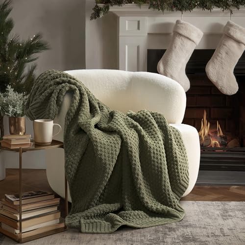 EVERGRACEHOME Chunky Chenille Knit Throw Blanket for Couch, Soft ...
