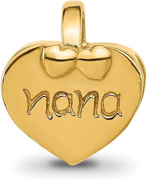 JewelryWeb 9.09mm 925 Sterling Silver Reflections Gold Plated Love Heart Nana Bead Charm Pendant Necklace for Women - Image 4