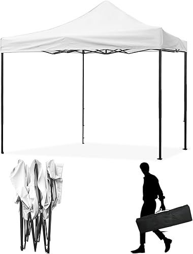 Tienda de campaña con toldo, toldo desplegable de 10 x 10 pies con bolsa de transporte, 4 sacos de arena, tiendas de campaña al aire libre para