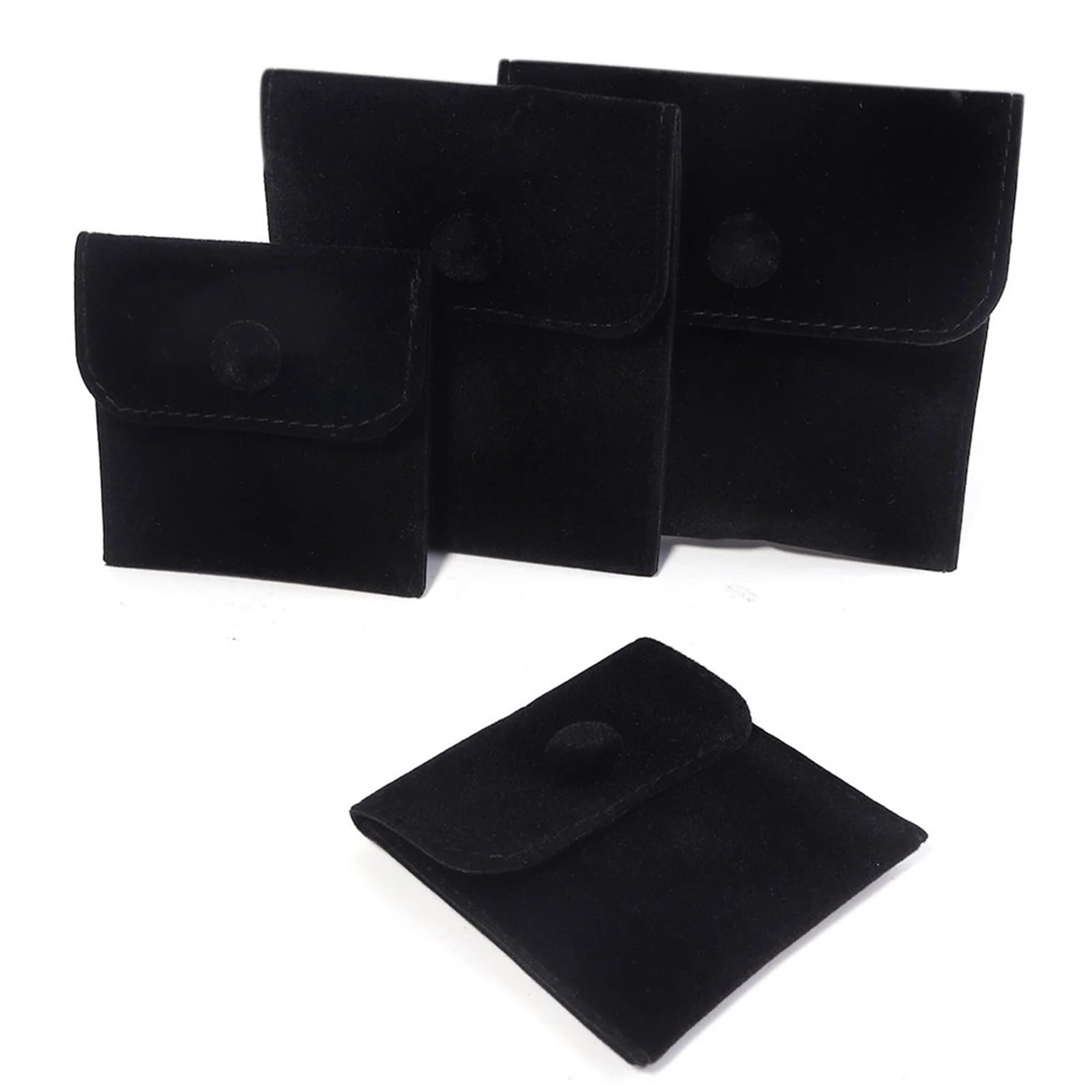 WEOKDFHA Jewelry Storage Bag 6Pc Jewelry Pouch Packaging Bag Soft Velvet Bracelet Necklace Earrings Rings Storage Button(Black,8x10cm)