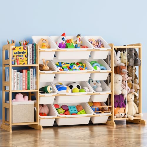 Toy Storage Organizer with Bookshelf and Stuffed Animal...