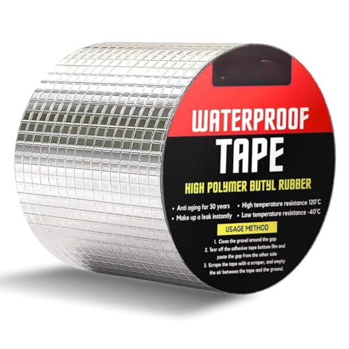 Image of Waterproof Butyl Rubber Tape, Strong Adhesive, Aluminium Foil, for Roof Leak, Surface Crack, Window Sill Gap, Boat and Tank Sealing..Size- 2Inch, 4Inch, 6Inch, 8Inch. (4Inch)