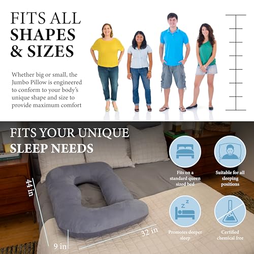Image of Pharmedoc Pregnancy Pillows, U-Shape Full Body Pillow -Removable Cover Jumbo Size - Gray - Pregnancy Pillows for Sleeping - Body Pillows for Adults, Maternity Pillow and Pregnancy Must Haves