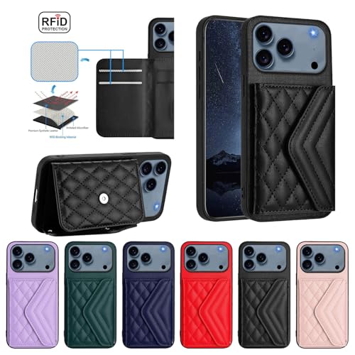 Étui compatible avec iPhone 17 cuir noir à fentes portefeuille mode - 2
