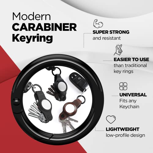 Keysmart Air - Compact Keyholder For Airtag - Key Organizer And Case For Apple Airtag - Includes Carabiner Keyring Key Chain To Attach Car Key Fob - Smartshield Leather Keychain (Black) #TOP3