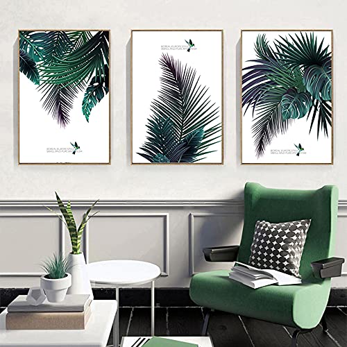 Affiche plante verte pour salle à manger triptyque palmier chic
