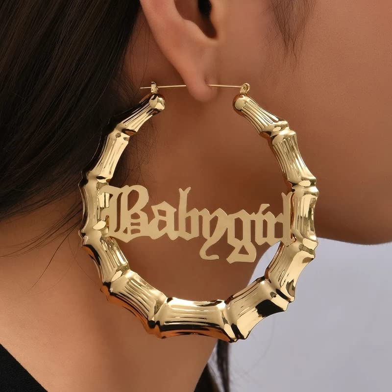 Gold Silver Plated Big Bamboo Hoop Earrings for Women 80s 90s Outfits for Women Hip-Pop Style Party Jewelry Gifts3