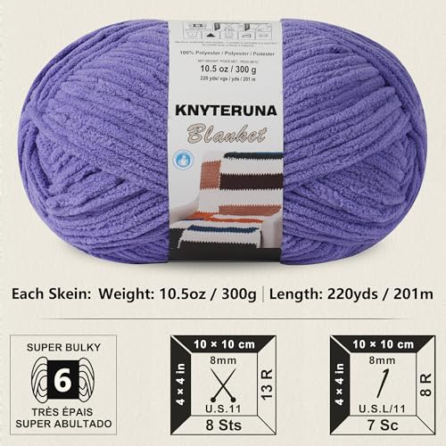 Image of #6 Super Bulky Blanket Yarn for Crocheting - 4 Skeins(Each 10.5oz /300g, 220yds /201m), Chunky Chenille Thick Plush Big Soft Yarn for Crocheting Knitting Blankets, Lavender