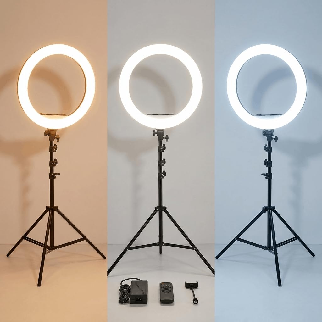 Luméon 56cm Ringlicht mit Stativ – 22 Zoll Ringleuchte für professionelle, großflächige Beleuchtung, Werbevideos & Portraitfotografie