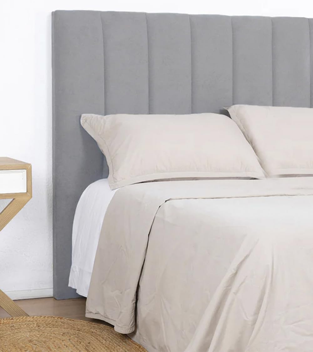 Home Heavenly® Cabecero Tapizado Amex – Acolchado Alta Densidad, Tela o Polipiel, Sin Montaje, 150x120 cm, Diseño Moderno para Dormitorio en Tela Color Gris