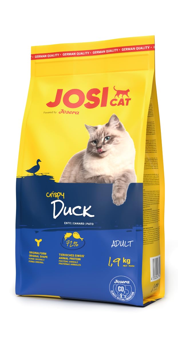 JosiCat Crispy Duck (1,9 kg) | sucha karma premium dla dorosłych kotów | karma dla kotów | Powered by JOSERA | 1 szt. w opakowaniu