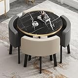 Moderno juego de mesa de comedor de madera para 4 me de café redondas de 80 cm...