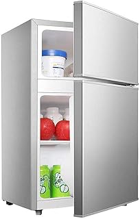 SHKUU zamrażarka, wolnostojąca lodówka z podwójnymi drzwiami 58L 76L z półkami regulacja temperatury sprężarka niskoenergetyczna do domu kuchnia biuro dormitorium