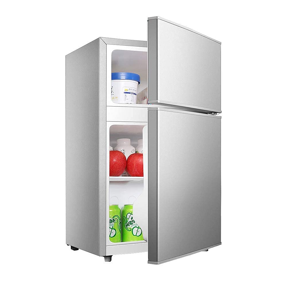 Congelatore, Frigorifero a Doppia Porta Freestanding 58L 76L con Ripiani Controllo della Temperatura Compressore a Basso Consumo Energetico per Dormitorio Ufficio Cucina Domestica (76L)