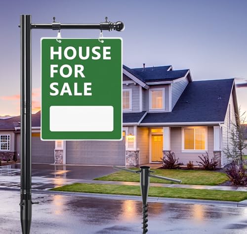 TAILERNRUYE Real Estate Sign Posts 65-85 inch Sturdy Adjustable Commercial Realtor Home for Sale Hanging Ads for Yard Open House Outside Estate Sale Signs Realtor Sign(Not including billboards)