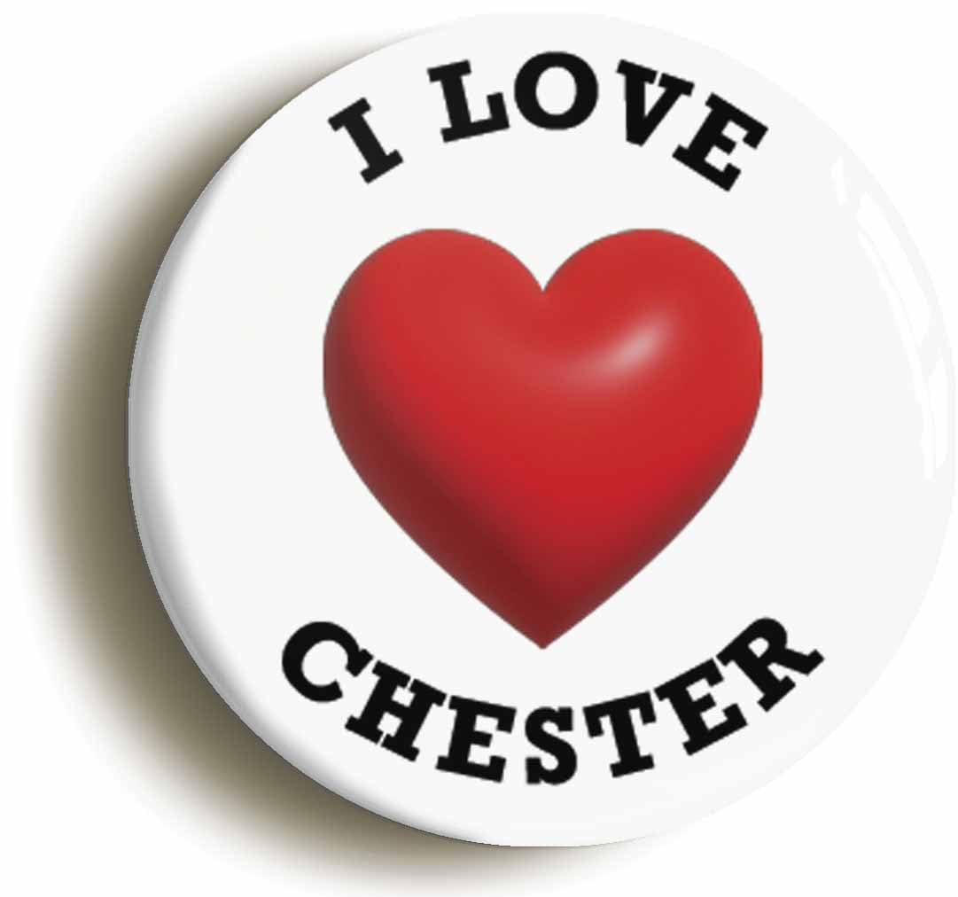 I Heart Love Chester Location Fridge Magnet (Circular 2inch / 50mm Diameter)