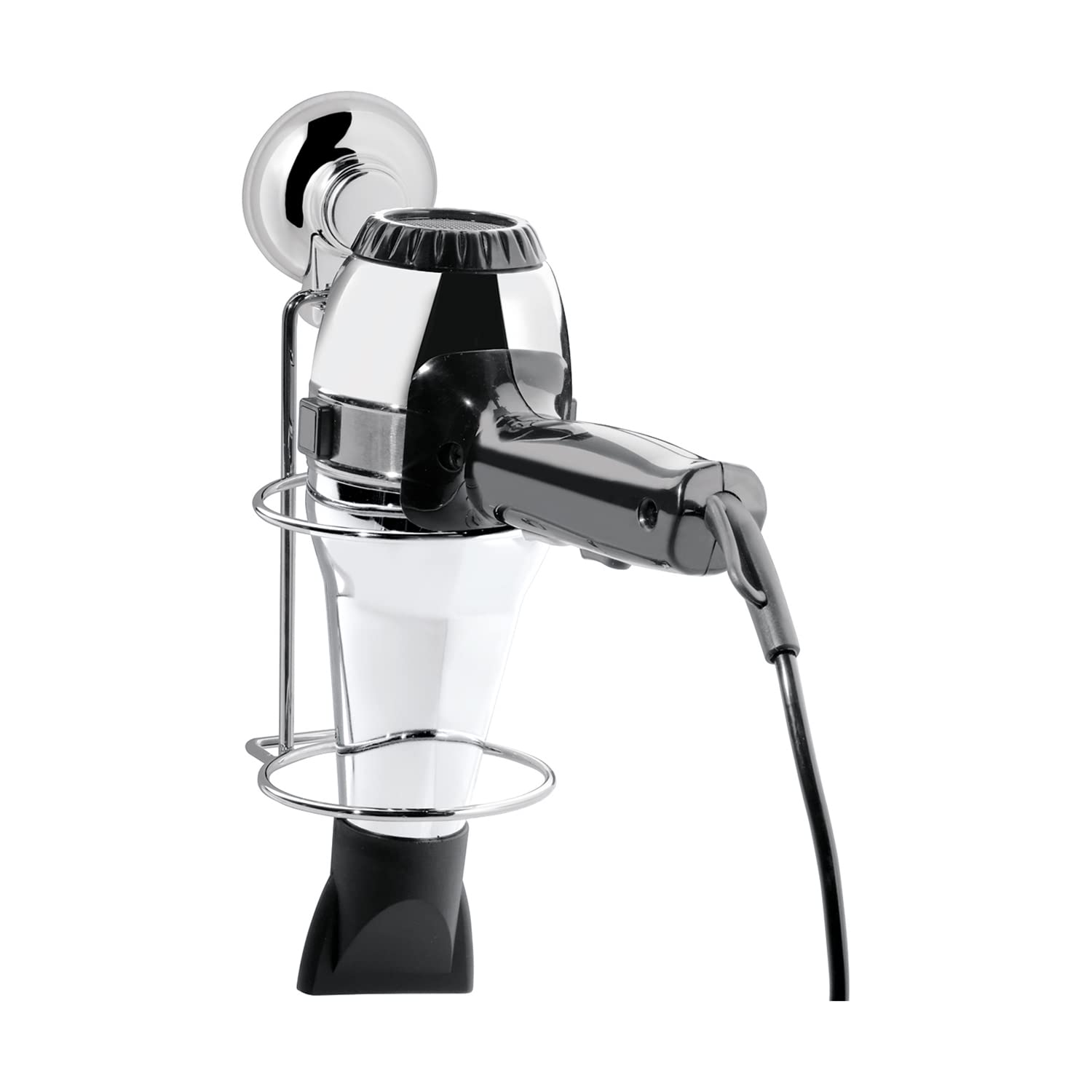 Porta Asciugacapelli GEDY Cromato Con Ventosa - Supporto Da Parete Per Phon, Acciaio Inox - Foto 3