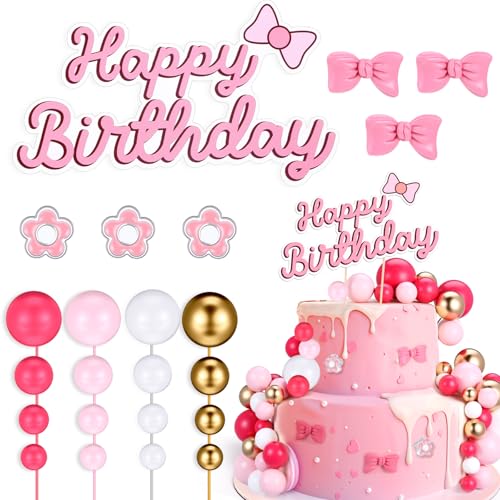 Kit décoration gâteau chat avec 61 pièces roses pour fête à thème